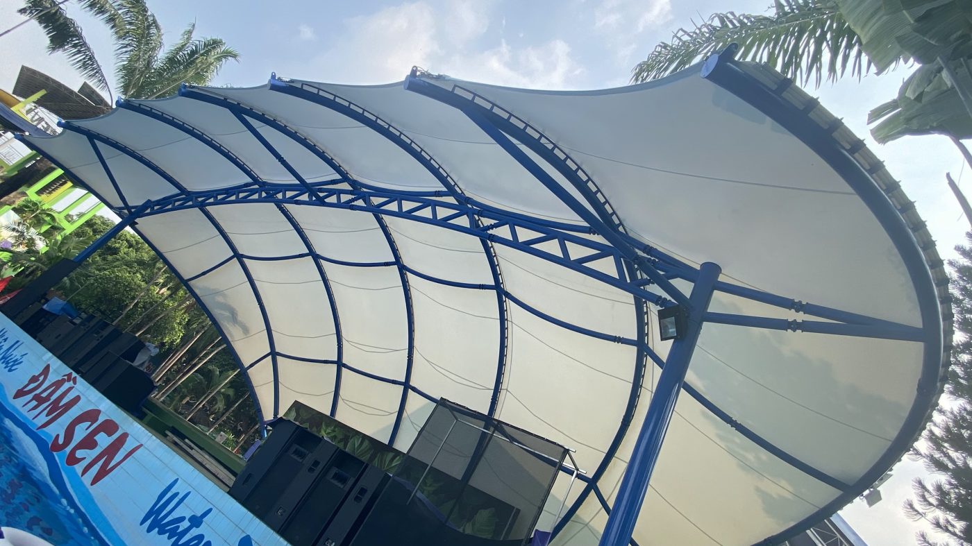 HGMS chuyên thi công Bạt Căng PVDF , Mái che bạt căng,