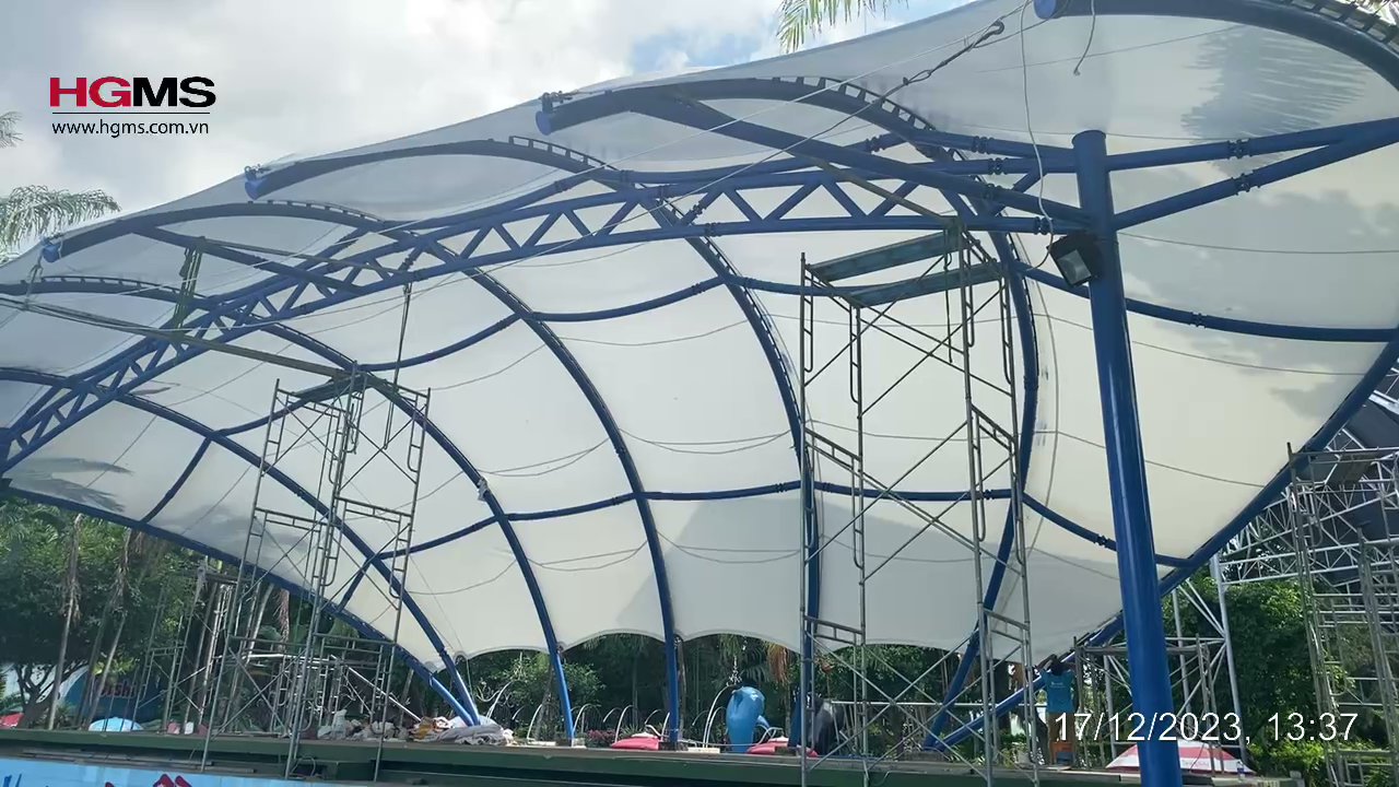 HGMS chuyên thi công Bạt Căng PVDF , Mái che bạt căng,