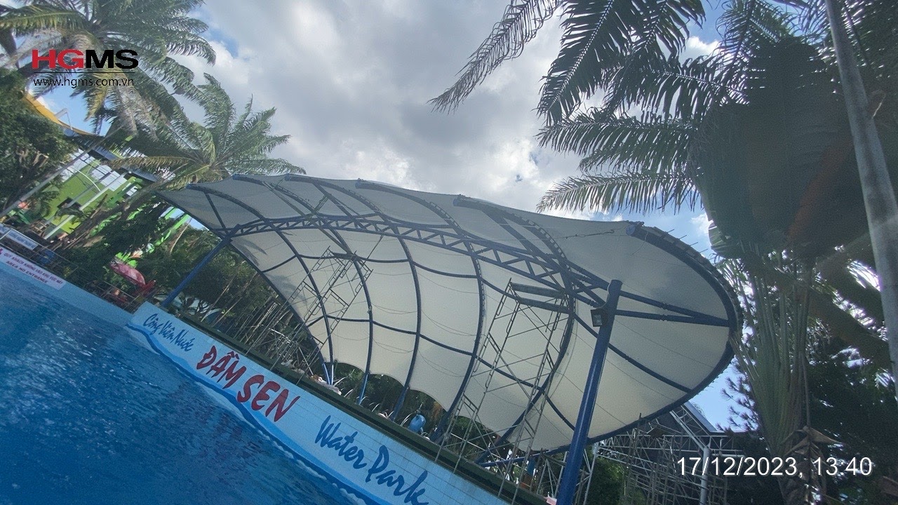 HGMS chuyên thi công Bạt Căng PVDF , Mái che bạt căng,