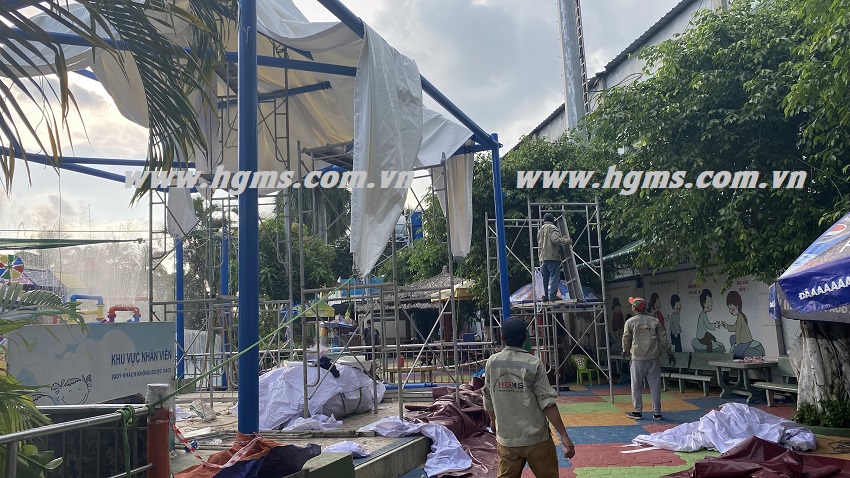 HGMS chuyên thi công Bạt Căng PVDF , Mái che bạt căng,