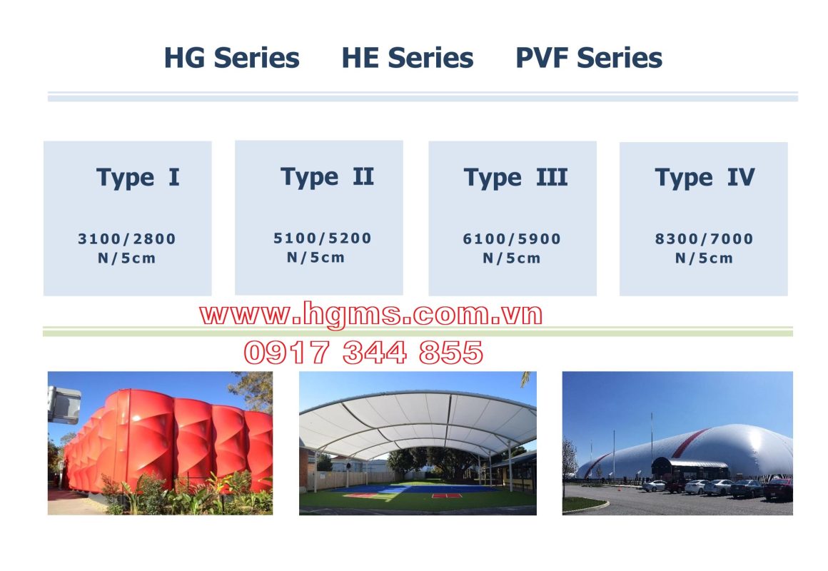HGMS chuyên thi công Bạt Căng PVDF , Mái che bạt căng,