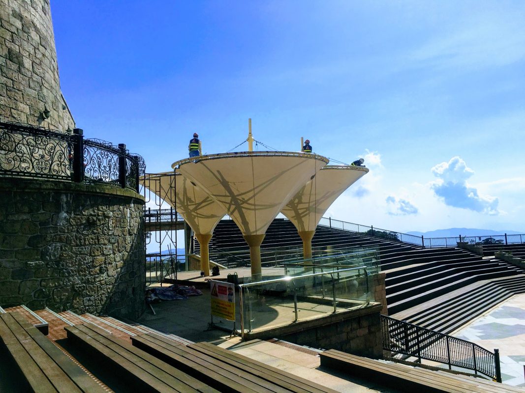 HGMS chuyên thi công Bạt Căng PVDF , Mái che bạt căng,