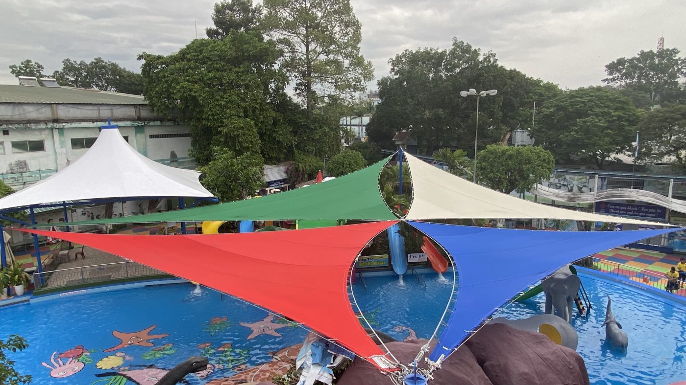 HGMS chuyên thi công Bạt Căng PVDF , Mái che bạt căng,