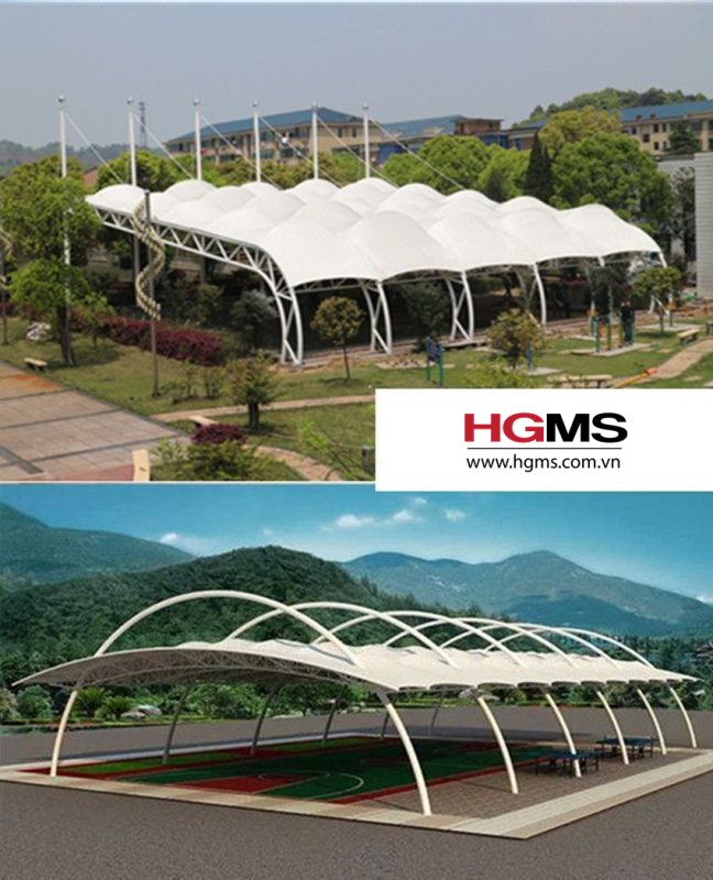 HGMS chuyên thi công Bạt Căng PVDF , Mái che bạt căng,