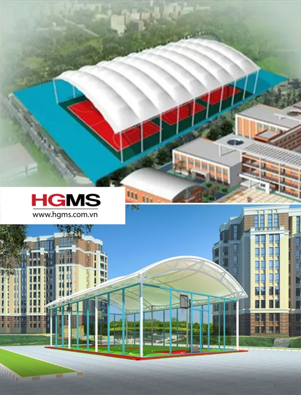 HGMS chuyên thi công Bạt Căng PVDF , Mái che bạt căng,