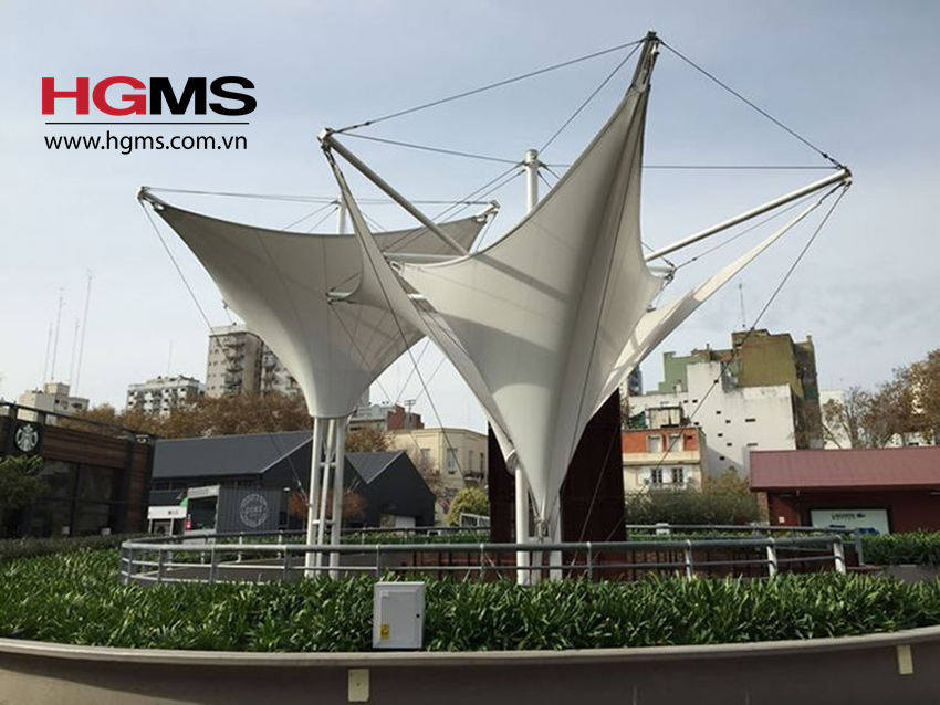 HGMS chuyên thi công Bạt Căng PVDF , Mái che bạt căng,