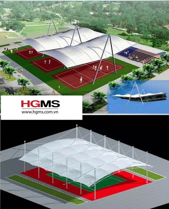 HGMS chuyên thi công Bạt Căng PVDF , Mái che bạt căng,