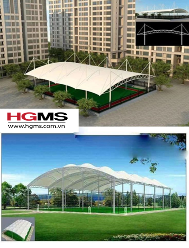 HGMS chuyên thi công Bạt Căng PVDF , Mái che bạt căng,