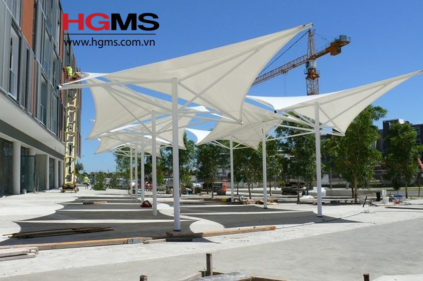 HGMS chuyên thi công Bạt Căng PVDF , Mái che bạt căng,