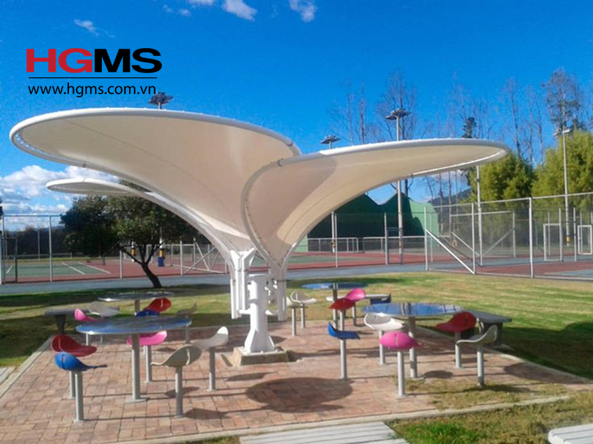 HGMS chuyên thi công Bạt Căng PVDF , Mái che bạt căng,