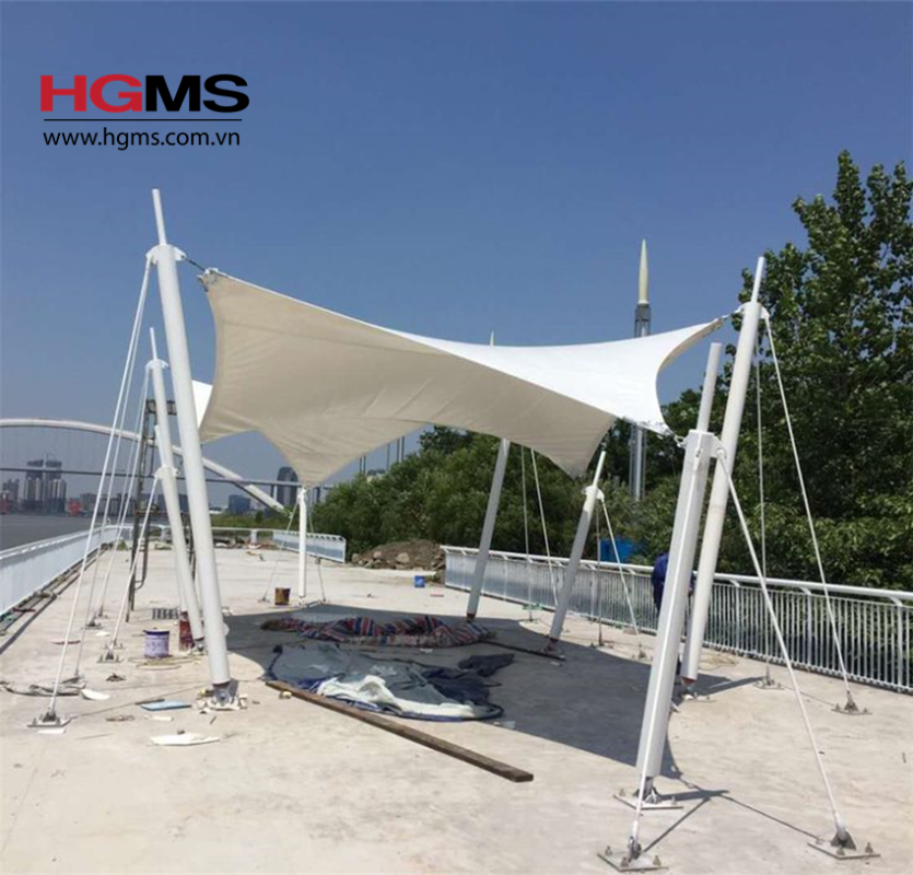HGMS chuyên thi công Bạt Căng PVDF , Mái che bạt căng,