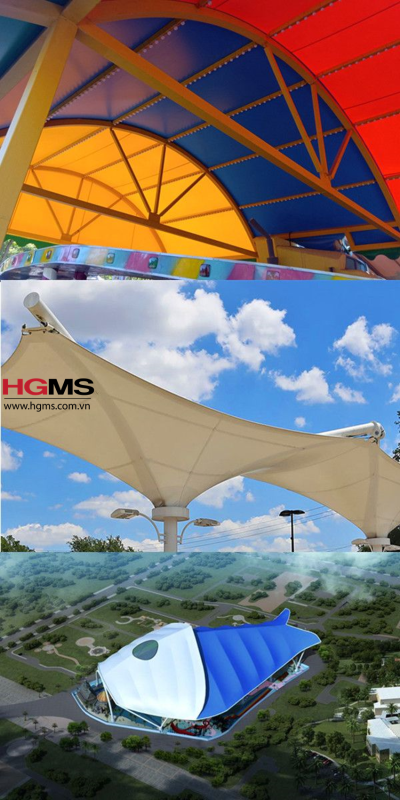 HGMS chuyên thi công Bạt Căng PVDF , Mái che bạt căng,