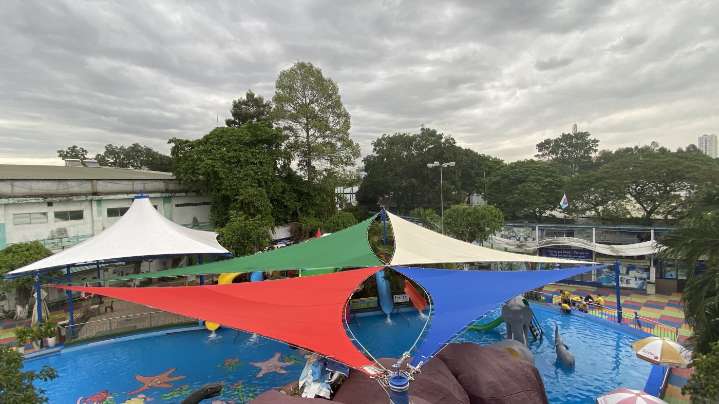 HGMS chuyên thi công Bạt Căng PVDF , Mái che bạt căng,