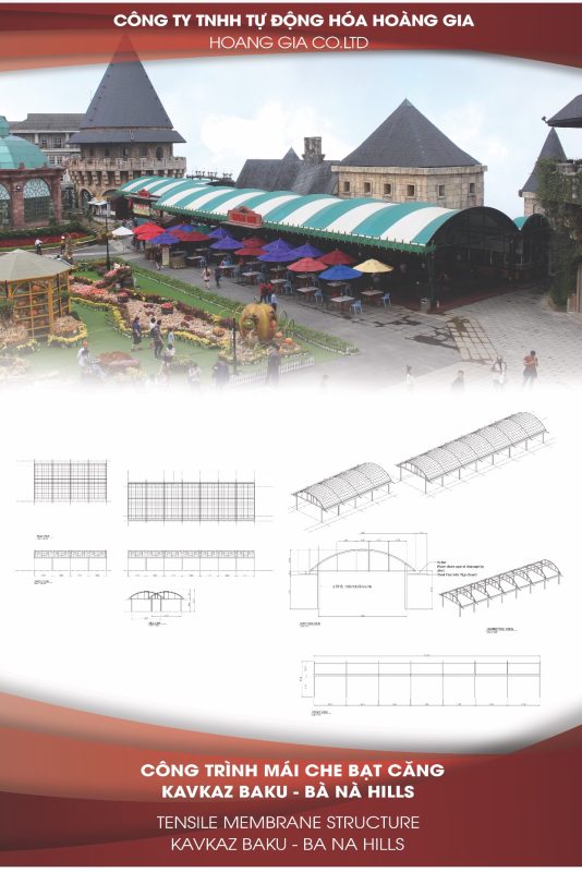 HGMS chuyên thi công Bạt Căng PVDF , Mái che bạt căng,