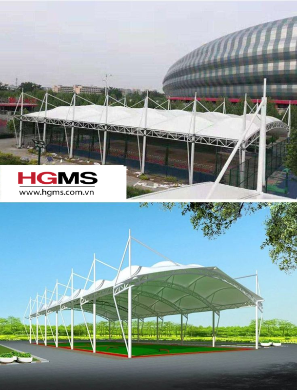 HGMS chuyên thi công Bạt Căng PVDF , Mái che bạt căng,