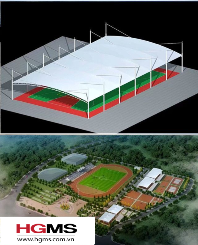 HGMS chuyên thi công Bạt Căng PVDF , Mái che bạt căng,