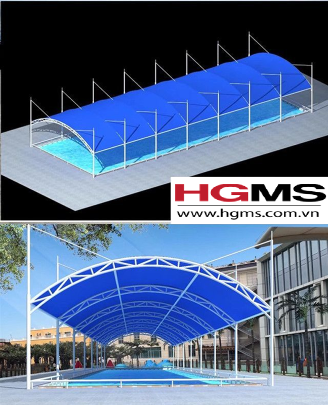 HGMS chuyên thi công Bạt Căng PVDF , Mái che bạt căng,