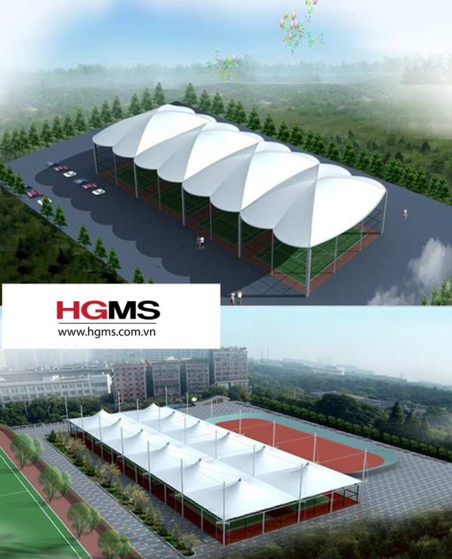 HGMS chuyên thi công Bạt Căng PVDF , Mái che bạt căng,