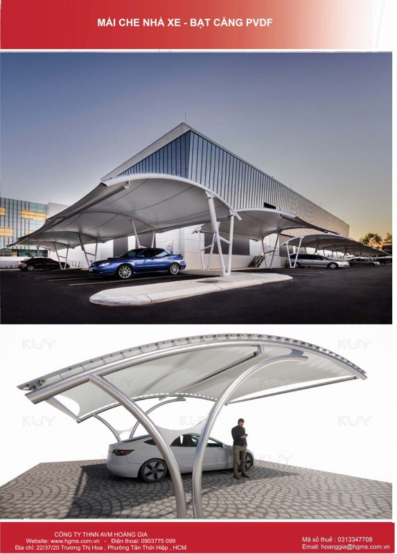 HGMS chuyên thi công Bạt Căng PVDF , Mái che bạt căng,