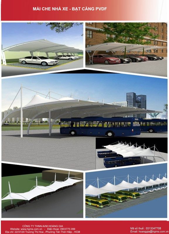 HGMS chuyên thi công Bạt Căng PVDF , Mái che bạt căng,