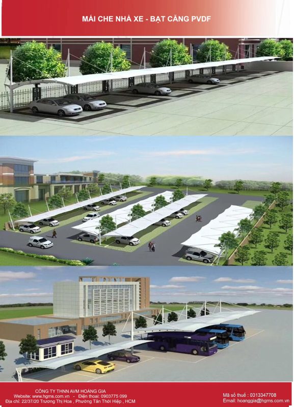 HGMS chuyên thi công Bạt Căng PVDF , Mái che bạt căng,