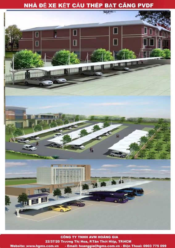 HGMS chuyên thi công Bạt Căng PVDF , Mái che bạt căng,