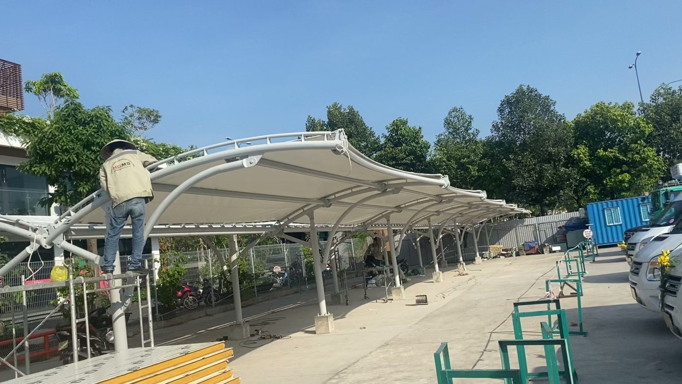 HGMS chuyên thi công Bạt Căng PVDF , Mái che bạt căng,