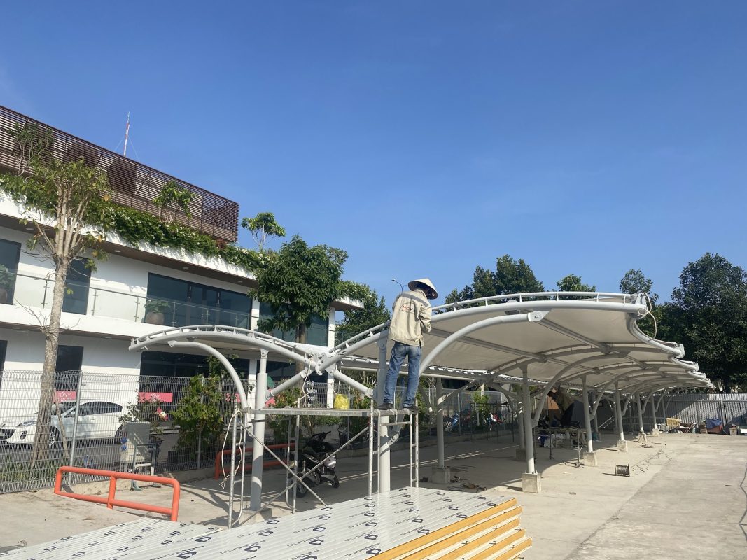 HGMS chuyên thi công Bạt Căng PVDF , Mái che bạt căng,