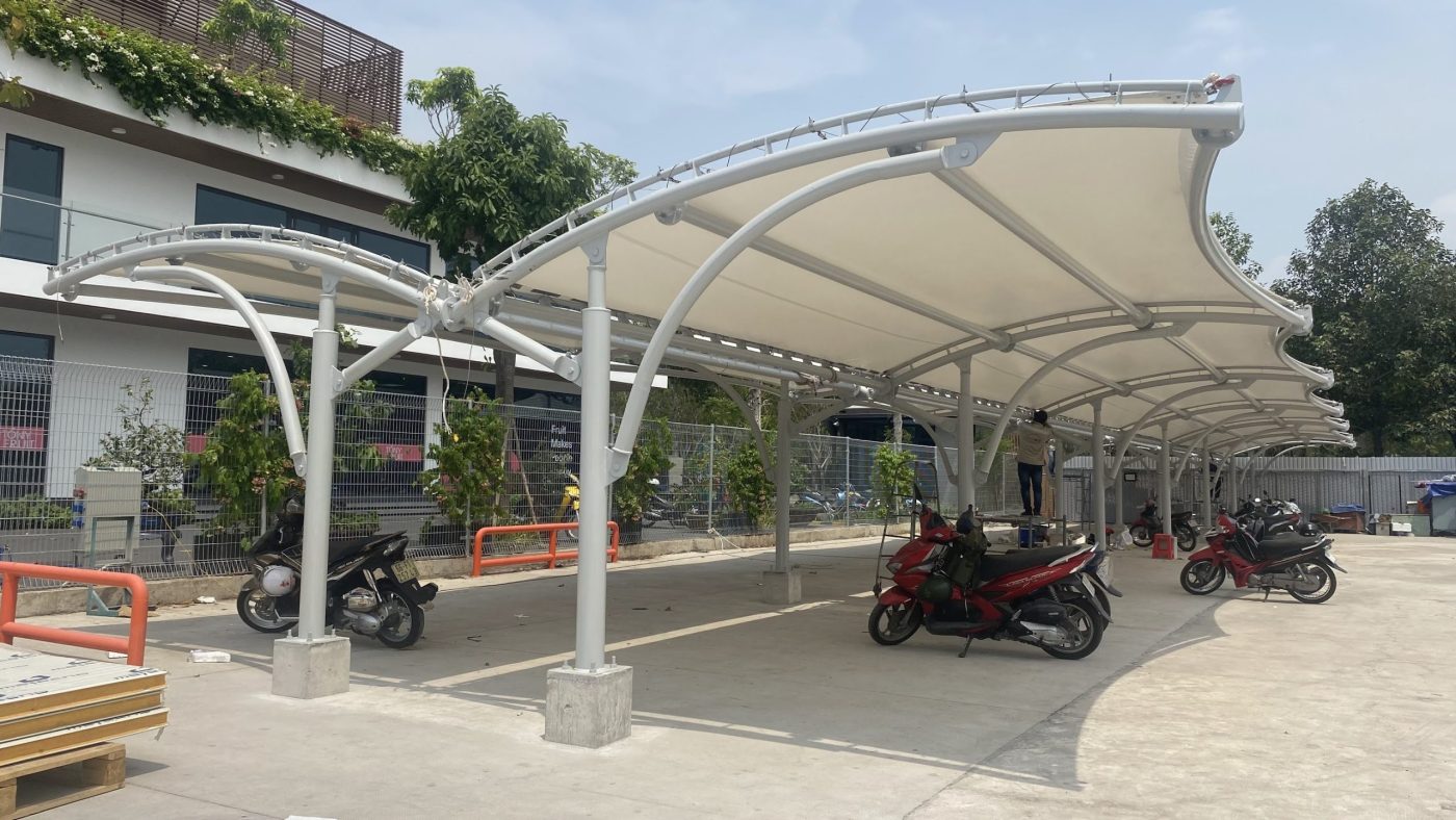 HGMS chuyên thi công Bạt Căng PVDF , Mái che bạt căng,