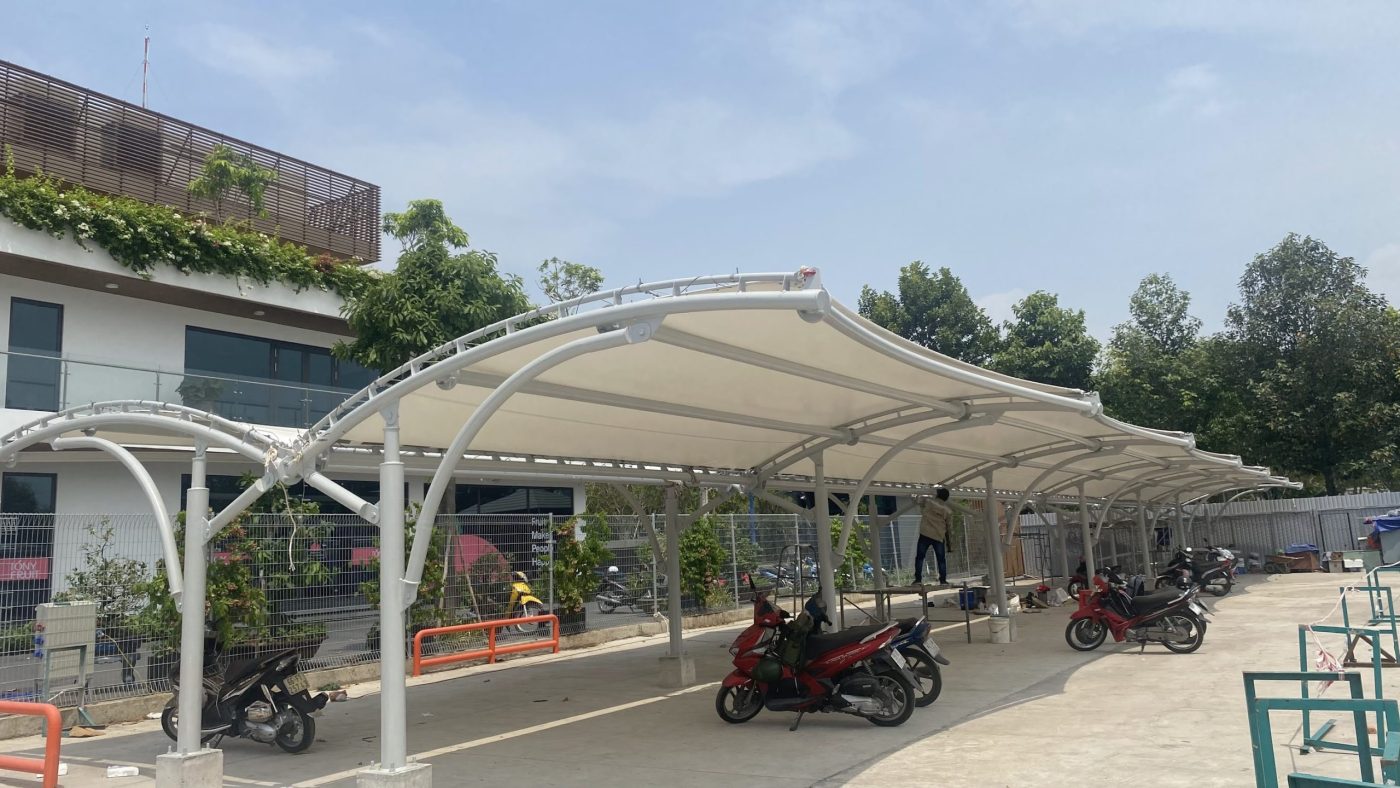 HGMS chuyên thi công Bạt Căng PVDF , Mái che bạt căng,