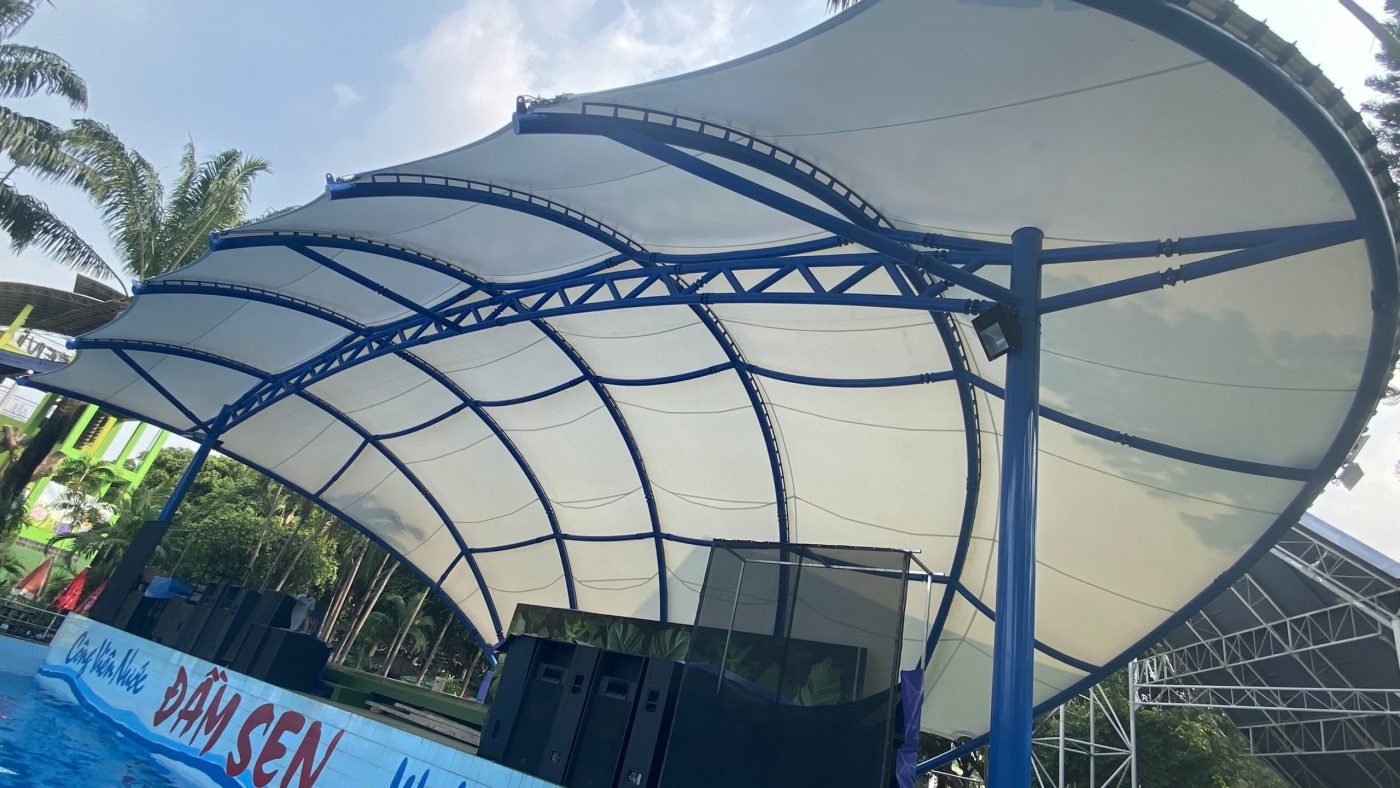 HGMS chuyên thi công Bạt Căng PVDF , Mái che bạt căng,