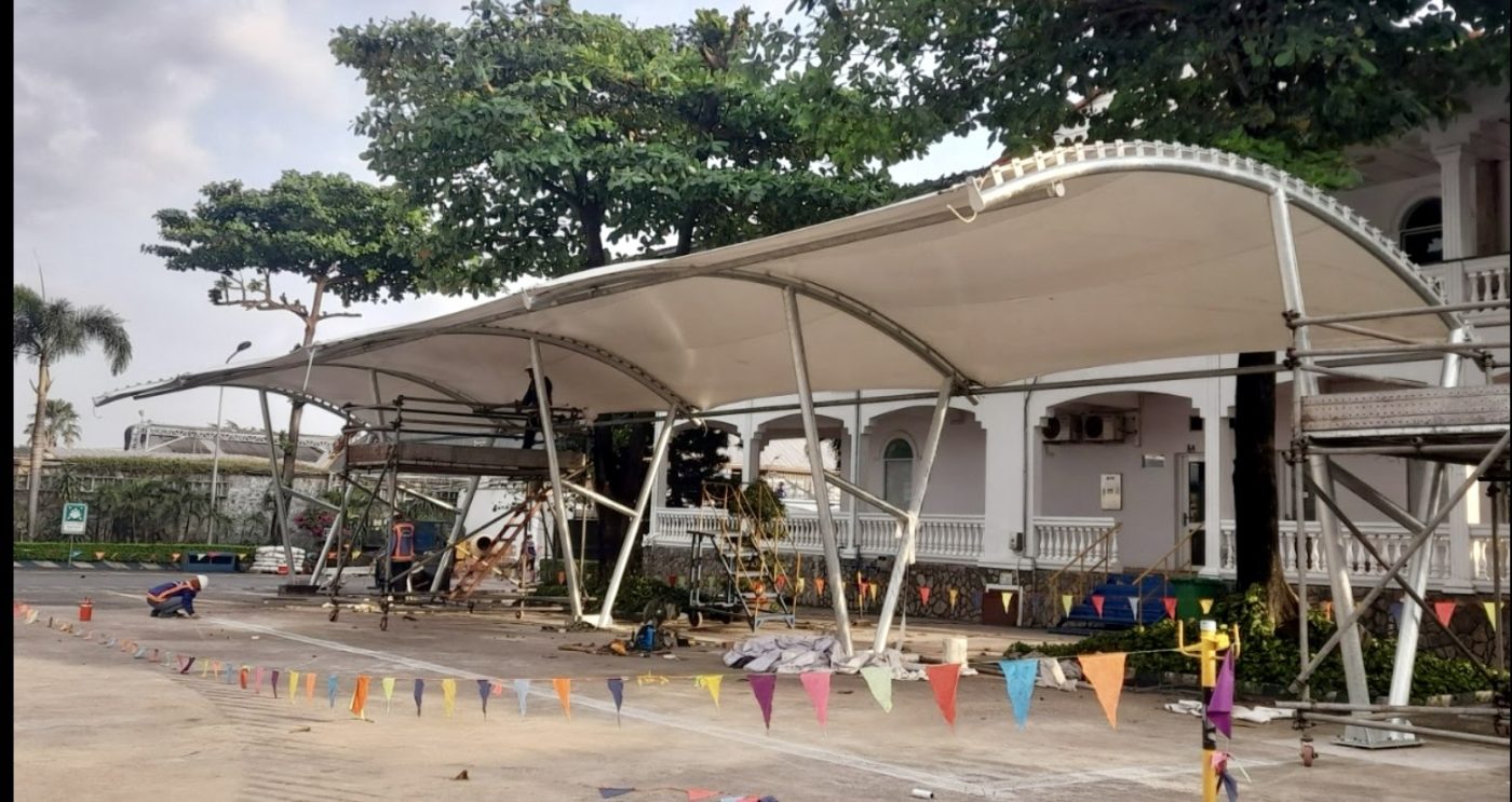 HGMS chuyên thi công Bạt Căng PVDF , Mái che bạt căng,