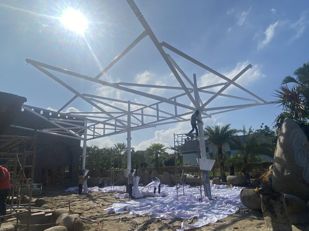 HGMS chuyên thi công Bạt Căng PVDF , Mái che bạt căng,