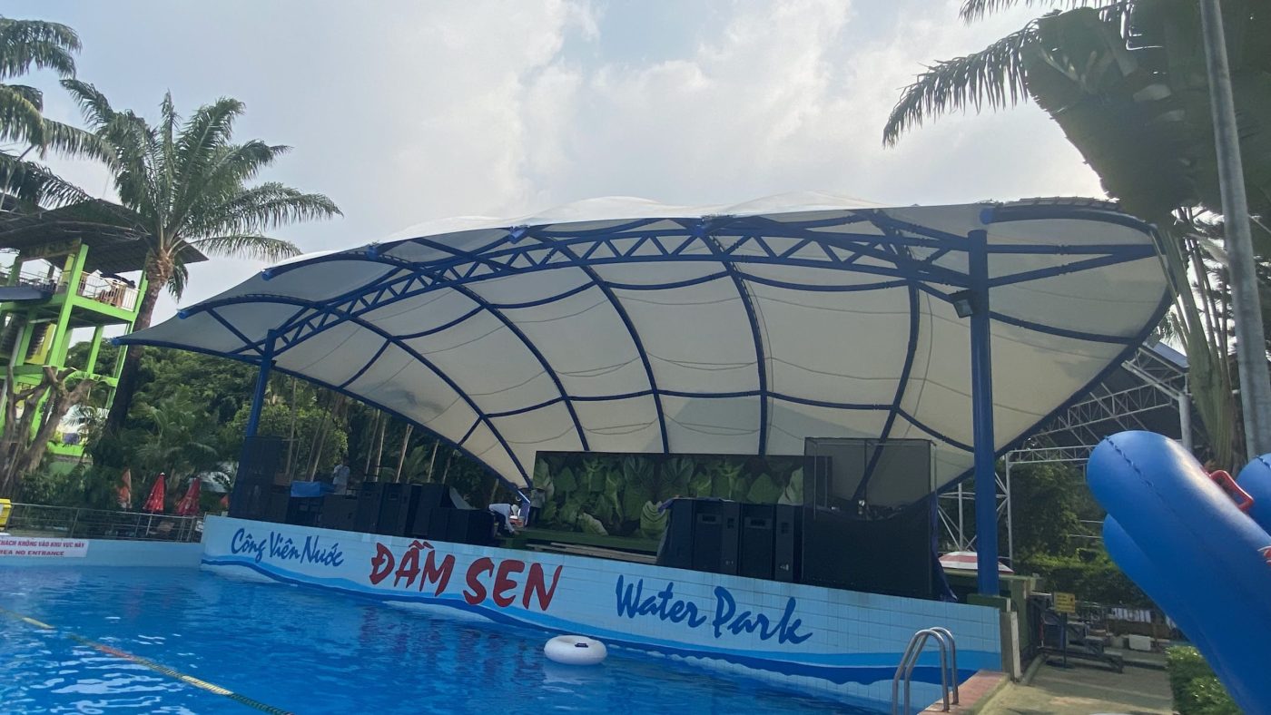 HGMS chuyên thi công Bạt Căng PVDF , Mái che bạt căng,