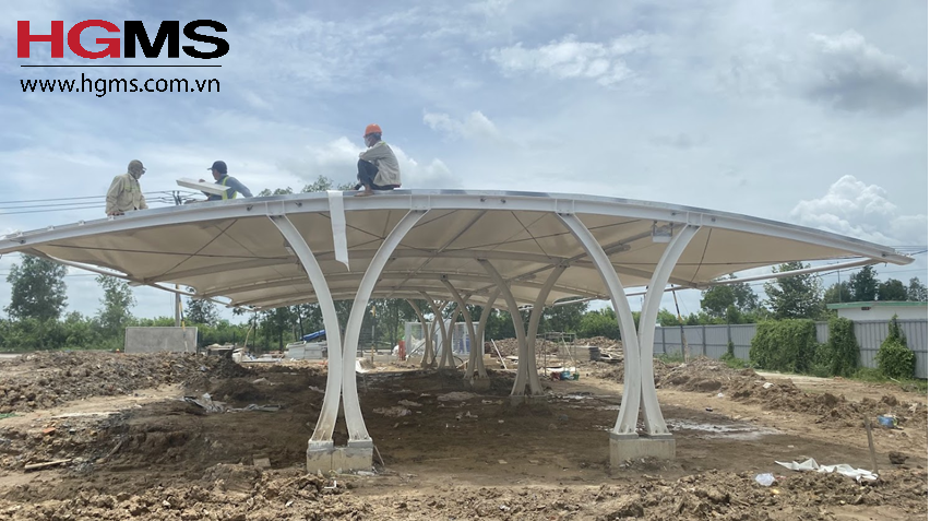HGMS chuyên thi công Bạt Căng PVDF , Mái che bạt căng,