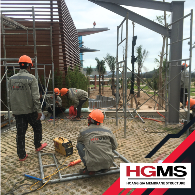 HGMS chuyên thi công Bạt Căng PVDF , Mái che bạt căng,