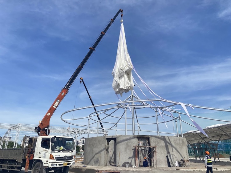 HGMS chuyên thi công Bạt Căng PVDF , Mái che bạt căng,