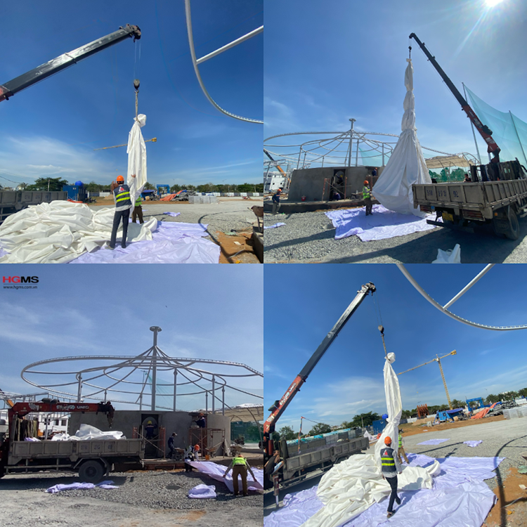 HGMS chuyên thi công Bạt Căng PVDF , Mái che bạt căng,