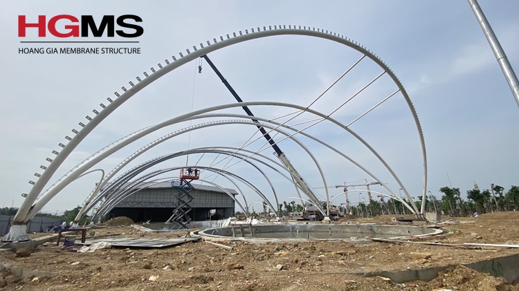 HGMS chuyên thi công Bạt Căng PVDF , Mái che bạt căng,