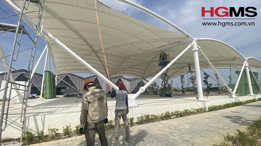 HGMS chuyên thi công Bạt Căng PVDF , Mái che bạt căng,